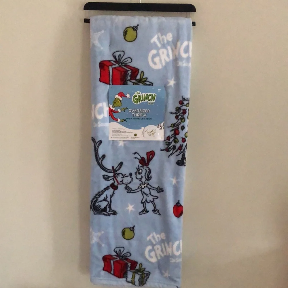 Dr Seuss THE GRINCH Holiday Throw Blanket NEW